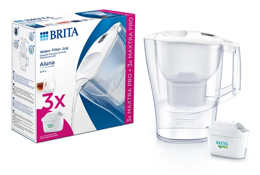Brita Starter pack filtrační konvice Aluna, bílá + vodní filtry 3x MX Pro PO 2024