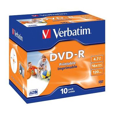 Verbatim DVD-R Printable 16x, 4,7GB, 10 ks (Jewel)