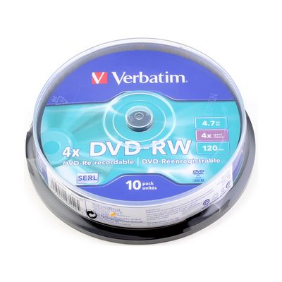 Verbatim DVD-RW 4x, 4,7GB, 10 ks (Spindl)