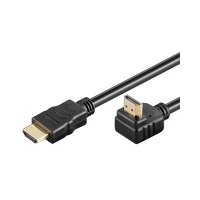 PremiumCord HDMI High Speed+Ethernet kabel, zlacený zahnutý konektor 90° 1m