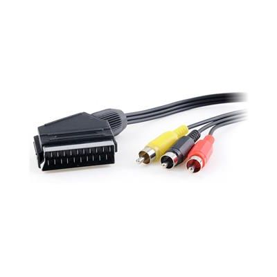 PremiumCord Kabel SCART - 3xCINCH M/M 1.5m in/out přepínač