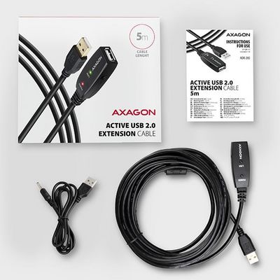 AXAGON ADR-205, USB 2.0 A-M -> A-F aktivní prodlužovací / repeater kabel, 5m