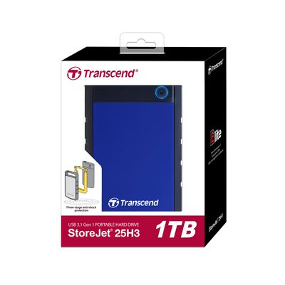 Transcend StoreJet 25H3 Slim 1TB, modrý