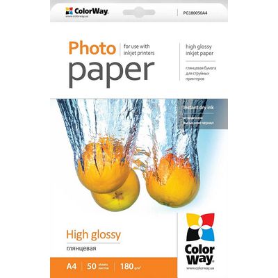 ColorWay fotopapír/ high glossy 180g/m2, A4/ 50 ks