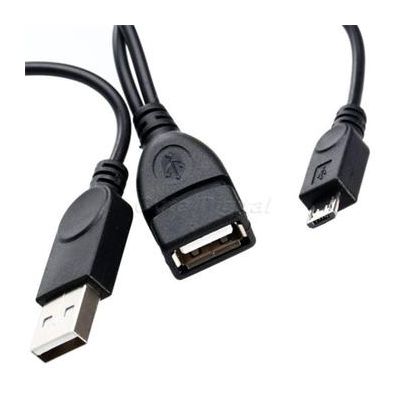 USB redukce kabel USB A/female+USB A/male - microUSB/male OTG