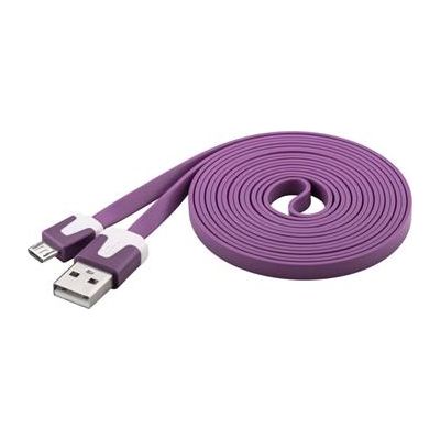 Kabel microUSB 2m, plochý PVC kabel, fialový