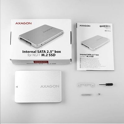 AXAGON RSS-M2SD, SATA - M.2 SATA SSD, interní 2.5 ALU box