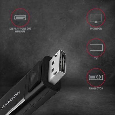 AXAGON RVC-DPC USB-C -> DisplayPort adaptér, kabel 1,8m