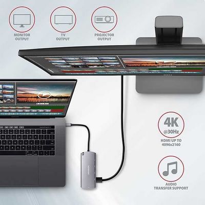 AXAGON HMC-6M2, USB 3.2 Gen 1 hub, porty 2x USB-A, HDMI, M.2