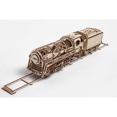 Ugears 3D dřevěné mechanické puzzle Parní lokomotiva 4-6-0 s tendrem