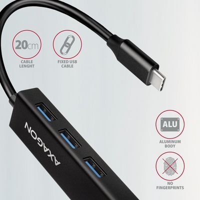 AXAGON HMC-GL3A, USB 3.2 Gen 1 hub + Gb LAN