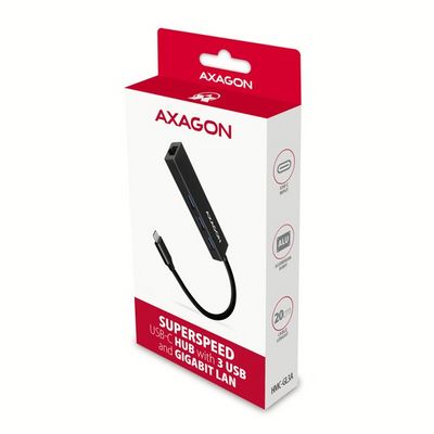 AXAGON HMC-GL3A, USB 3.2 Gen 1 hub + Gb LAN