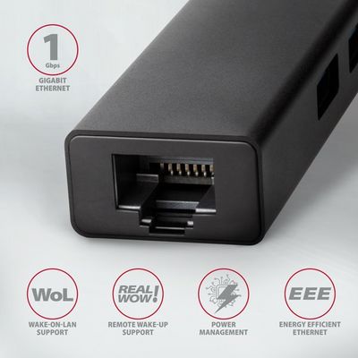 AXAGON HMC-GL3A, USB 3.2 Gen 1 hub + Gb LAN