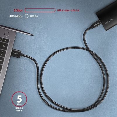 AXAGON BUCM3-AM20AB, SPEED kabel USB-C <-> USB-A, 2m, černý