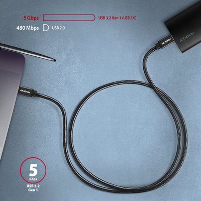 AXAGON BUCM3-CM15AB, SPEED kabel USB-C <-> USB-C, 1.5m, černý