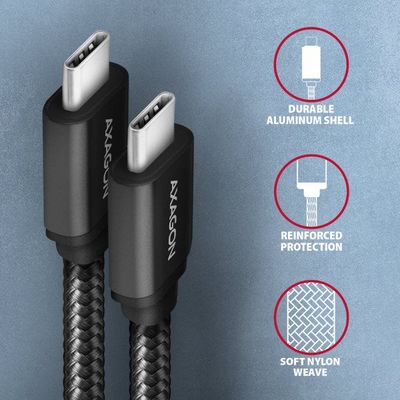 AXAGON BUCM3-CM15AB, SPEED kabel USB-C <-> USB-C, 1.5m, černý