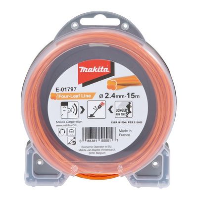 Makita struna nylonová 2,4mm, oranžová, 15m, speciální pro aku stroje