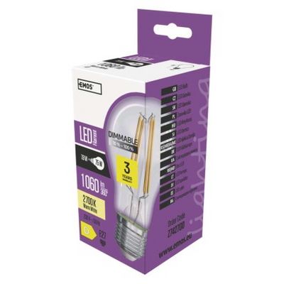 LED žárovka Filament A60 8,5W E27 teplá bílá, stmívatelná