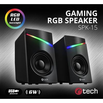 C-TECH SPK-15, 2.0, RGB, černé