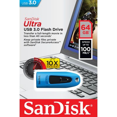 SanDisk Ultra USB 3.0 64GB Modrá