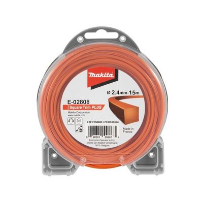 Makita struna nylonová Plus 2,4mm, 15m, oranžová, hranatá