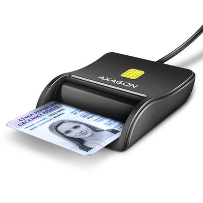 AXAGON CRE-SM3N, USB-A FlatReader čtečka kontaktních karet Smart card (eObčanka), kabel 1.3m