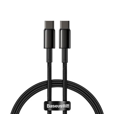 Baseus Tungsten Gold rychlonabíjecí / datový kabel USB-C na USB-C 100W 2m, černá