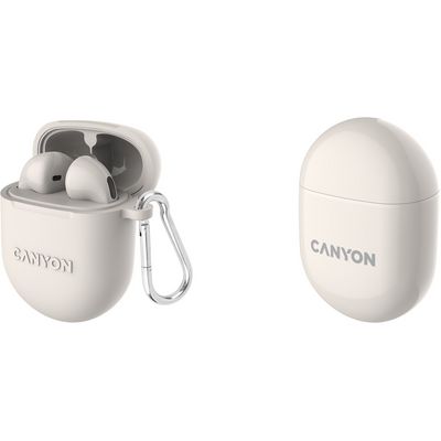 CANYON TWS6BE Bluetooth bezdrátová sluchátka s mikrofonem, béžová