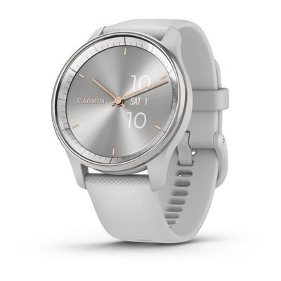 Garmin vivomove Trend, Stříbrná nerezová luneta, pouzdro Mist Grey, silikonový