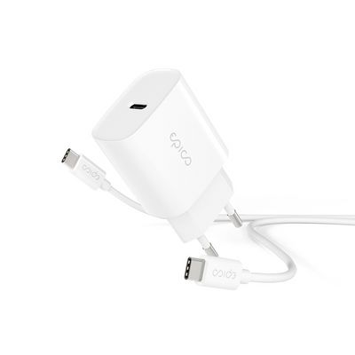 Epico 20W PD Charger Bundle with USB-C to USB-C cable 1.2m - bílá