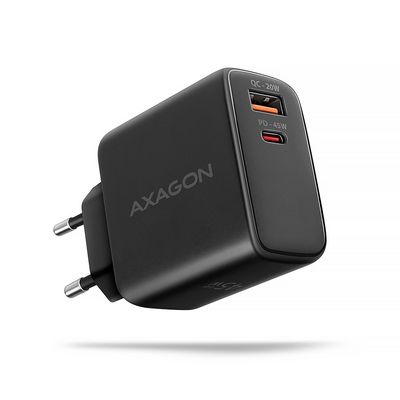 AXAGON ACU-PQ45 GaN nabíječka do sítě 45W, 2x port (USB-A + USB-C), PD3.0/PPS/QC4+/SFC 2.0/AFC/Apple