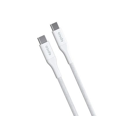 Epico Opletený PD kabel 2m USB-C na USB-C - bílý