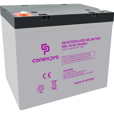 Conexpro baterie gelová, 12V, 55Ah, životnost 10-12 let, M6, Deep cycle