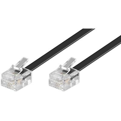 Kabel telefonní rovný 6P4C plug - 6P4C plug 3m - černý