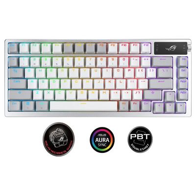 ASUS ROG AZOTH Moonlight White, mechanická, Bluetooth, US, bílá