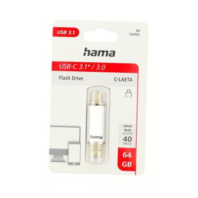 Hama Flash Pen Laeta, USB-C/USB-A 3.1, 64 GB, 40 MB/s, stříbrný