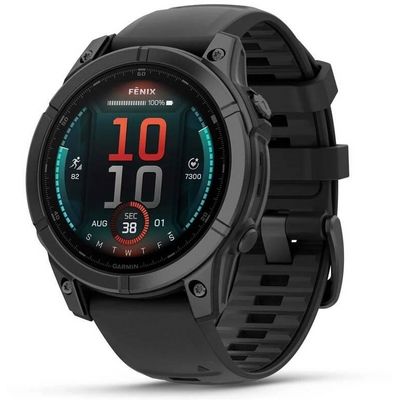 Garmin fenix® E – 47 mm, AMOLED, Slate Grey ocel, černý silikonový řemínek