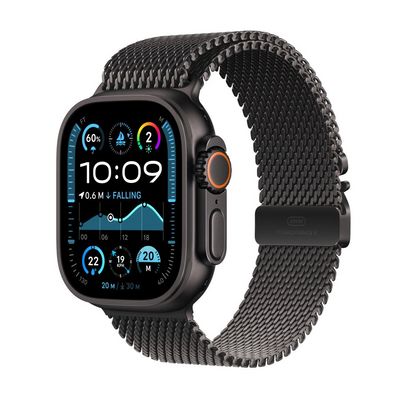 Apple Watch Ultra 2 GPS + Cellular 49mm Black Titanium Case with Black Titanium Milanese Loop - M (MX5U3CS/A)