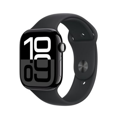 Apple Watch Series 10 GPS 46mm Jet Black Aluminium Case with Black Sport Band - S/M (MWWP3QC/A)