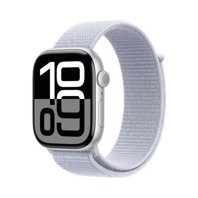 Apple Watch Series 10 GPS + Cellular 46mm Silver Aluminium Case with Blue Cloud Sport Loop (MWY23QC/A)