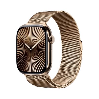 Apple Watch Series 10 GPS + Cellular 46mm Gold Titanium Case with Gold Milanese Loop - M/L (MX003QC/A)