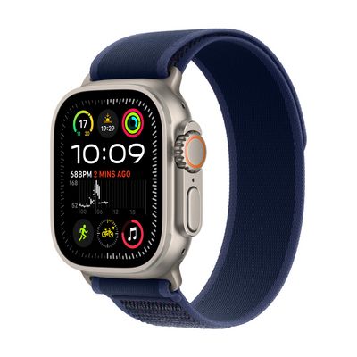 Apple Watch Ultra 2 GPS + Cellular 49mm Natural Titanium Case with Blue Trail Loop - M/L (MX4L3CS/A)