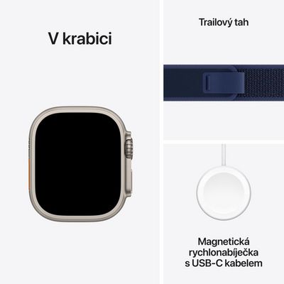 Apple Watch Ultra 2 GPS + Cellular 49mm Natural Titanium Case with Blue Trail Loop - M/L (MX4L3CS/A)