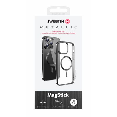 SWISSTEN Clear Jelly MagStick Metallic pouzdro pro iPhone 16 černé