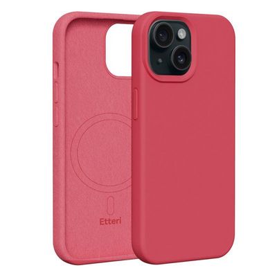 Silikonové TPU pouzdro Etteri Mag pro iPhone 15 raspberry