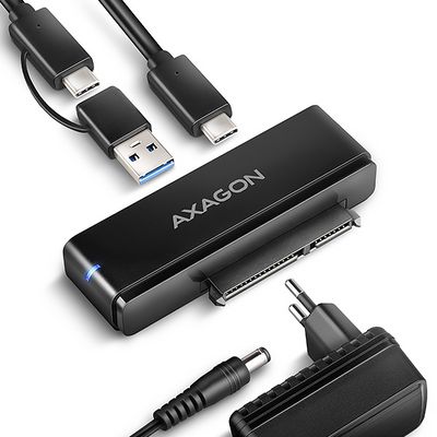 AXAGON ADSA-FPX, USB-C 10Gbps - SATA 6G, 2.5/3.5 SSD/HDD FAST PORT X adaptér, vč. AC napáječe