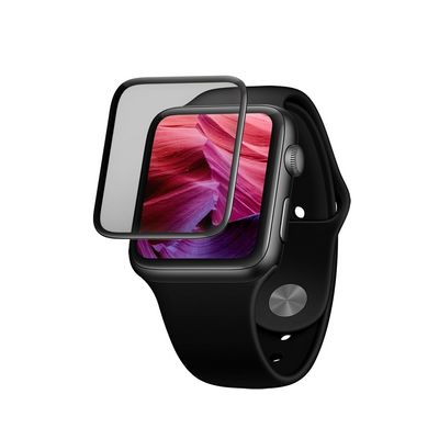 Ochranné tvrzené sklo FIXED 3D Full-Cover pro Apple Watch 42mm s aplikátorem, s lepením přes celý displej, černé - rozbalené / použité