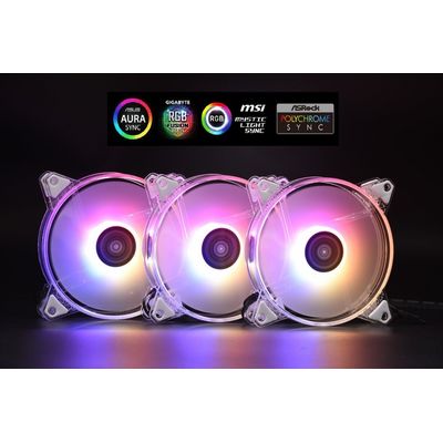 1stCOOL KIT AURA EVO CRYSTAL ARGB 3x CRYSTAL White ventilátor + ARGB Nano řadič