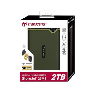 Transcend StoreJet 25M3 2TB zelená - rozbalené / použité